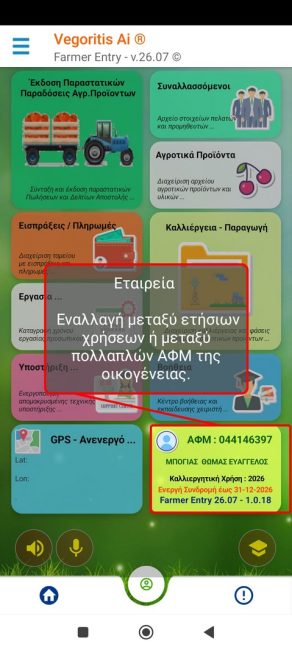 Αλλαγή μέλους (ΑΦΜ) ή Ετήσιας Χρήσεως
